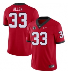 Men #33 C.J. Allen Georgia Bulldogs College Football Jerseys Stitched-Red
