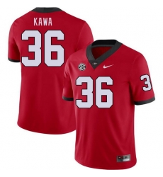 Men #36 Cameron Kawa Georgia Bulldogs College Football Jerseys Stitched-Red