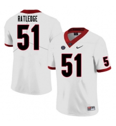 Men #51 Tate Ratledge Georgia Bulldogs College Football Jerseys Sale-White