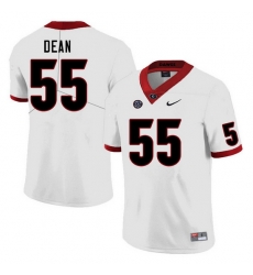 Men #55 Marlin Dean Georgia Bulldogs College Football Jerseys Sale-White