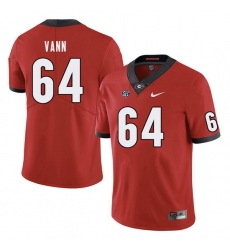 Men #64 David Vann Georgia Bulldogs College Football Jerseys Sale-Red