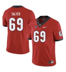 Men #69 Jamaree Salyer Georgia Bulldogs College Football Jerseys red
