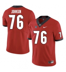 Men #76 Miles Johnson Georgia Bulldogs College Football Jerseys Sale-Red