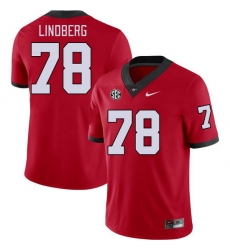 Men #78 Chad Lindberg Georgia Bulldogs College Football Jerseys Stitched-Red