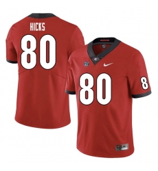 Men #80 Braxton Hicks Georgia Bulldogs College Football Jerseys Sale-Red