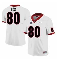 Men #80 Braxton Hicks Georgia Bulldogs College Football Jerseys Sale-White