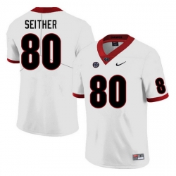 Men #80 Brett Seither Georgia Bulldogs College Football Jerseys Sale-White