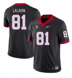 Men #81 David Lalaian Georgia Bulldogs College Football Jerseys Stitched-Black