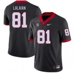 Men #81 David Lalaian Georgia Bulldogs College Football Jerseys Stitched-Black