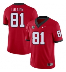 Men #81 David Lalaian Georgia Bulldogs College Football Jerseys Stitched-Red