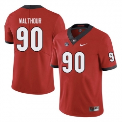 Men #90 Tramel Walthour Georgia Bulldogs College Football Jerseys Sale-red