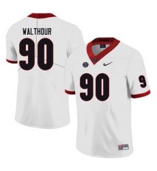 Men #90 Tramel Walthour Georgia Bulldogs College Football Jerseys Sale-white