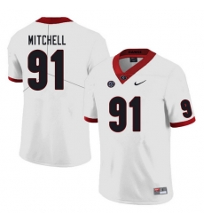 Men #91 Tymon Mitchell Georgia Bulldogs College Football Jerseys Sale-White