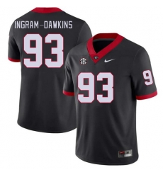 Men #93 Tyrion Ingram-Dawkins Georgia Bulldogs College Football Jerseys Stitched-Black