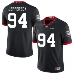 Men #94 Jonathan Jefferson Georgia Bulldogs 100th Anniversary College Football Jerseys Sale-100th Bl