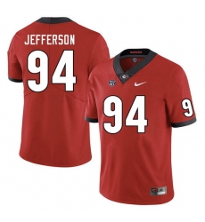 Men #94 Jonathan Jefferson Georgia Bulldogs College Football Jerseys Sale-Red