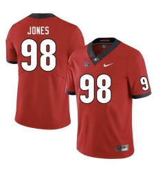 Men #98 Noah Jones Georgia Bulldogs College Football Jerseys Sale-Red