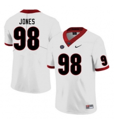 Men #98 Noah Jones Georgia Bulldogs College Football Jerseys Sale-White