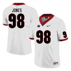 Men #98 Noah Jones Georgia Bulldogs College Football Jerseys Sale-White