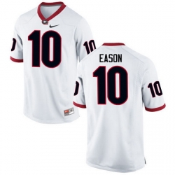 Men Georgia Bulldogs #10 Jacob Eason College Football Jerseys-White