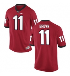 Men Georgia Bulldogs #11 Keyon Brown College Football Jerseys-Red