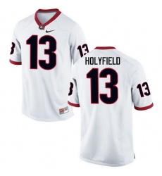 Men Georgia Bulldogs #13 Elijah Holyfield College Football Jerseys-White