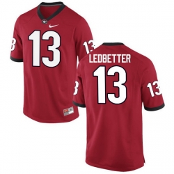 Men Georgia Bulldogs #13 Jonathan Ledbetter College Football Jerseys-Red