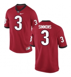 Men Georgia Bulldogs #3 Tyler Simmons College Football Jerseys-Red
