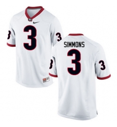 Men Georgia Bulldogs #3 Tyler Simmons College Football Jerseys-White