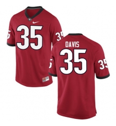 Men Georgia Bulldogs #35 Aaron Davis College Football Jerseys-Red