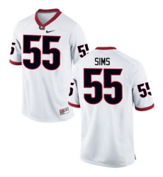 Men Georgia Bulldogs #55 Dyshon Sims College Football Jerseys-White