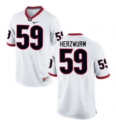 Men Georgia Bulldogs #59 Matthew Herzwurm College Football Jerseys-White