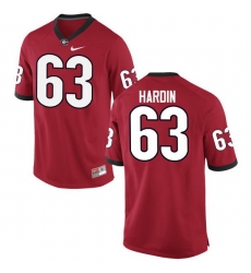 Men Georgia Bulldogs #63 Sage Hardin College Football Jerseys-Red