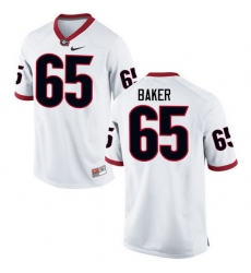 Men Georgia Bulldogs #65 Kendall Baker College Football Jerseys-White