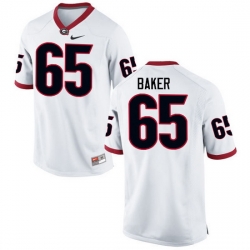 Men Georgia Bulldogs #65 Kendall Baker College Football Jerseys-White