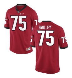 Men Georgia Bulldogs #75 Thomas Swilley College Football Jerseys-Red