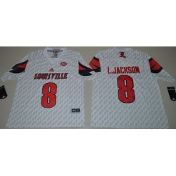 Cardinals #8 Lamar Jackson White AAC Patch Stitched NCAA Jersey