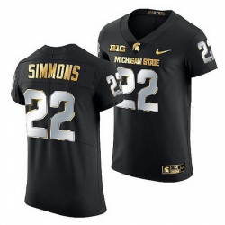 Michigan State Spartans Jordon Simmons 2021 22 Golden Edition Limited Football Black Jersey