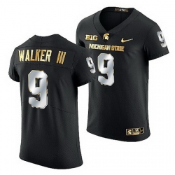 Michigan State Spartans Kenneth Walker Iii 2021 22 Golden Edition Limited Football Black Jersey