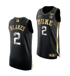 Duke Blue Devils Jaylen Blakes Black Golden Edition 2021 22Authentic Basketball Jersey