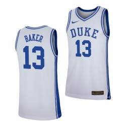 Duke Blue Devils Joey Baker White Replica Men'S Jersey