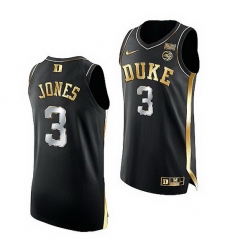 Duke Blue Devils Tre Jones Black Golden Edition Nba Alumni Jersey