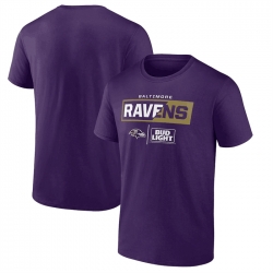 Men Baltimore Ravens Purple X Bud Light T Shirt