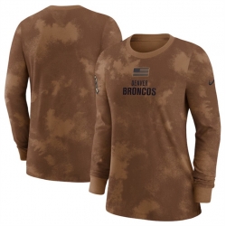Women Denver Broncos Brown 2023 Salute To Service Long Sleeve T Shirt