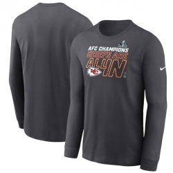 Men Kansas City Chiefs Anthracite 2023 AFC Champions Locker Room Trophy Collection Long Sleeve T Shirt