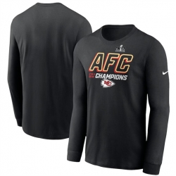 Men Kansas City Chiefs Black 2023 AFC Champions Iconic Long Sleeve T Shirt