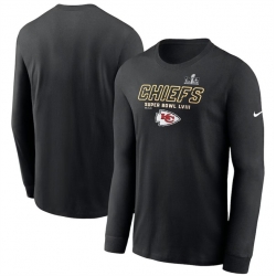 Men Kansas City Chiefs Black Super Bowl LVIII Iconic Long Sleeve T Shirt