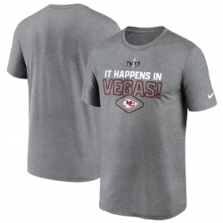 Men Kansas City Chiefs Heather Gray Super Bowl LVIII Logo Lockup T Shirt