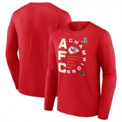Men Kansas City Chiefs Red 2023 AFC Champions Right Side Draw Long Sleeve T Shirt