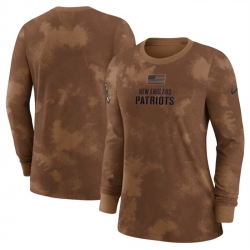 Women New England Patriots Brown 2023 Salute To Service Long Sleeve T Shirt